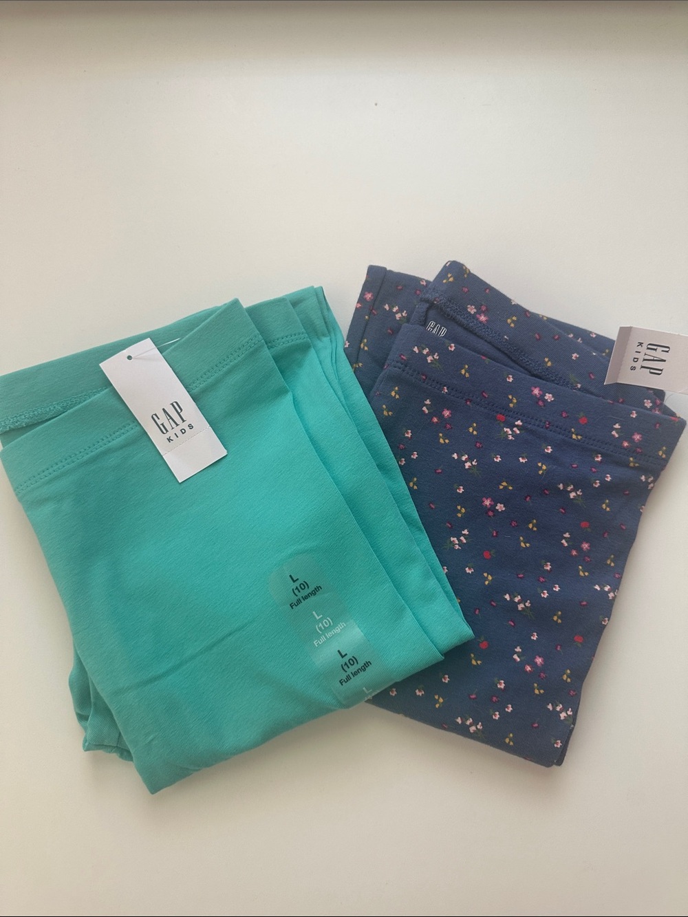 GAP Teal Solid & Navy Floral Kids Leggings